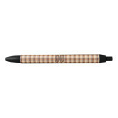 Monogramm | Herbst-Plaid-Muster Tinte Kugelschreiber (Vorderseite)