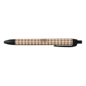Monogramm | Herbst-Plaid-Muster Tinte Kugelschreiber (Unterseite)