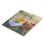Monogramm, Herbst-Wildblumen Keramikfliese (Seite)