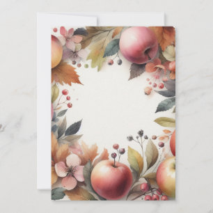 Monogramm Herbstäpfel in Pastellfarben Aquarell Einladung