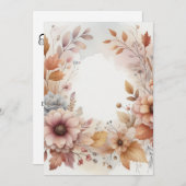 Monogramm Herbstblätter und Blumen Aquarell Einladung (Vorne/Hinten)