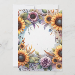 Monogramm Herbstblumen und Sonnenblumen Aquarell Einladung