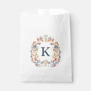 Monogramm Herbstfarben Gelb, Orange Rot Blau Flora Geschenktütchen