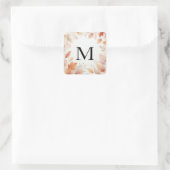 Monogramm Herbstlaub Aquarellfarbe Quadratischer Aufkleber (Tasche)