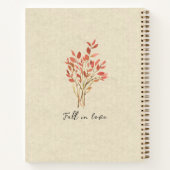 Monogramm Herbstlaub Natürliche Textur Orange Notizblock (Rückseite)