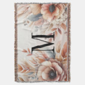 Monogramm Herbstlaub und Blume, Aquarell Decke (Vorderseite Vertikal)