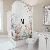 Monogramm Herbstlaub und Blume, Aquarell Duschvorhang (Beispiel)