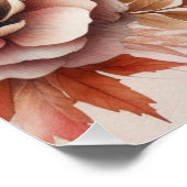 Monogramm Herbstlaub und Blume, Aquarell Poster (Ecke)