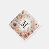 Monogramm Herbstlaub und Blume, Aquarell Serviette (Ecke)