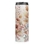 Monogramm Herbstlaub und Blume, Aquarell Thermosbecher (Rückseite)