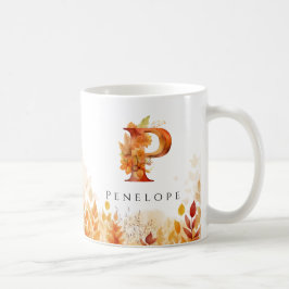 Monogramm-Herbstlaube Anfangsbuchstaben P Kaffeetasse