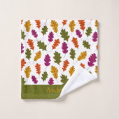 Monogramm Herbstleaves Herbstfarben gelb Badhandtuch Set (Waschlappen)
