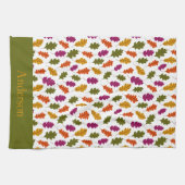 Monogramm Herbstleaves Herbstfarben gelb Geschirrtuch (Horizontal)