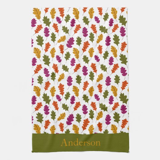 Monogramm Herbstleaves Herbstfarben gelb Geschirrtuch (Vertikal)