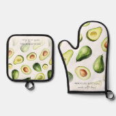 Monogramm hergestellt mit Liebe Avocado Ofenhandschuh & Topflappen-Set (Vorderseite)