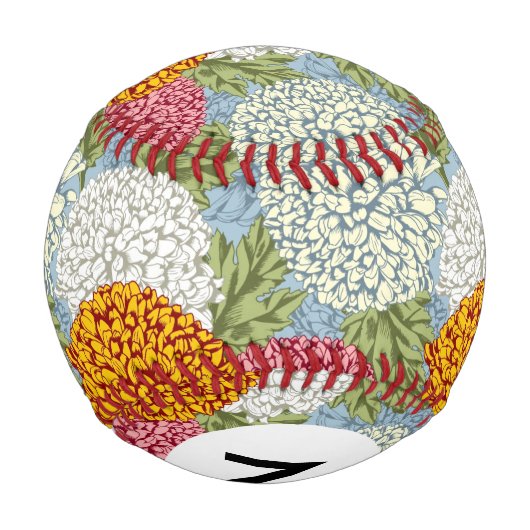 Monogramm Hervorragendes Muster mit Chrysanthemen Baseball (Rückseite)