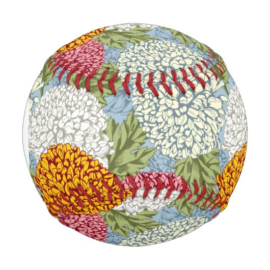 Monogramm Hervorragendes Muster mit Chrysanthemen Baseball (Vorderseite)