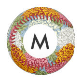 Monogramm Hervorragendes Muster mit Chrysanthemen Baseball (Vorderseite Links)