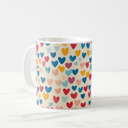 Monogramm, Herz-Geschenk, farbenfroh, modern, kund Kaffeetasse (Vorderseite Links)
