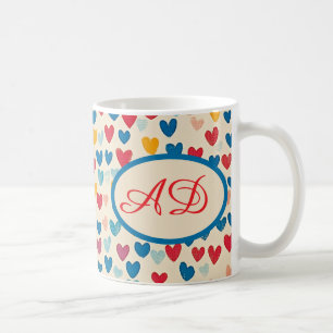 Monogramm, Herz-Geschenk, farbenfroh, modern, kund Kaffeetasse