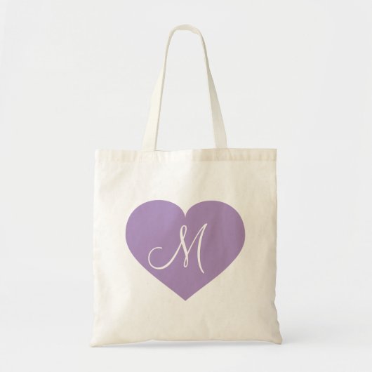 Monogramm Herz in Lavendel Tragetasche (Vorne)