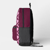Monogramm Herz Karomuster Bordeaux Rosa Bedruckter Rucksack (Rechts)