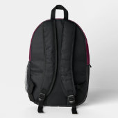 Monogramm Herz Karomuster Bordeaux Rosa Bedruckter Rucksack (Rückseite)