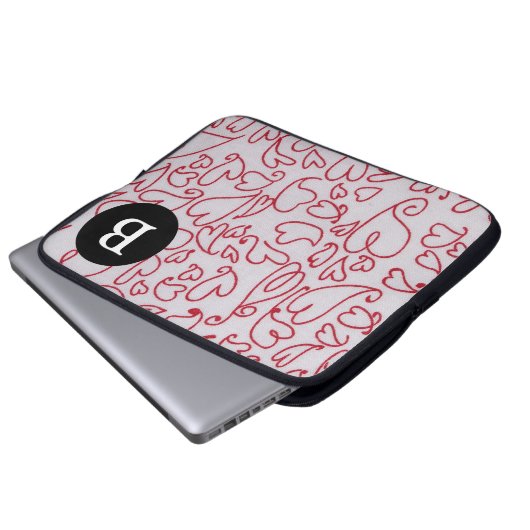 Monogramm Herz Laptopschutzhülle (Vorne Knopf)