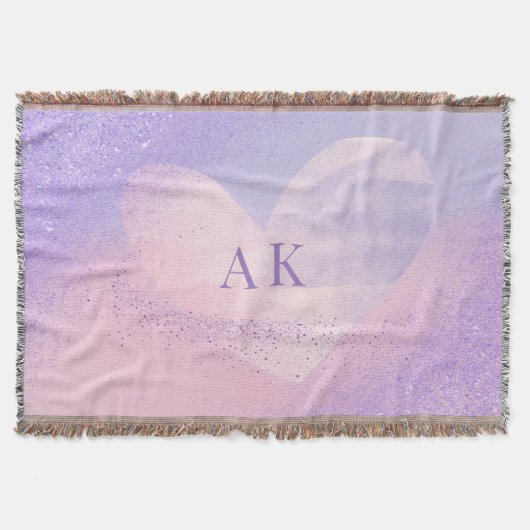 Monogramm Herz mit Lila Rosa Verlauf Decke (Vorderseite)
