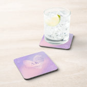 Monogramm Herz mit Lila Rosa Verlauf Getränkeuntersetzer (Rechte Seite)