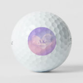 Monogramm Herz mit Lila Rosa Verlauf Golfball (Vorderseite)