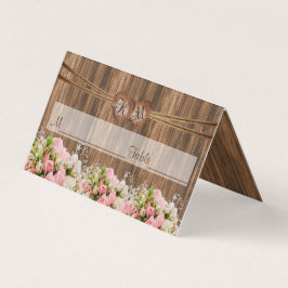 Monogramm Herz mit rosa Rosen| Platzkarten Visitenkarten