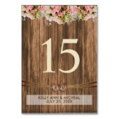 Monogramm Herz mit rosa Rosen Tischnummer (Rückseite)