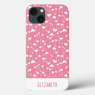 Monogramm Herz-Pink-Weiß Mädchenhaft Case-Mate iPhone Hülle
