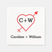 Monogramm Herz und Pfeil Serviette (Vorderseite)