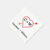 Monogramm Herz und Pfeil Serviette (Ecke)