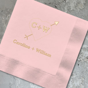 Monogramm Herz und Pfeil Servietten Mit Folie