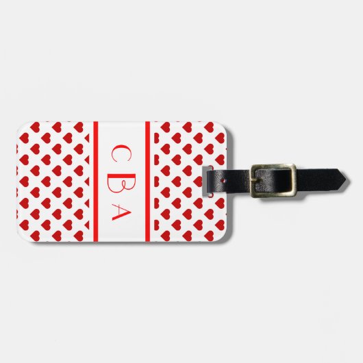 Monogramm-Herzen Gepäckanhänger (Vorderseite horizontal)