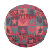 Monogramm-Herzen- und Sterne-Muster Rosa Baseball (Vorderseite)