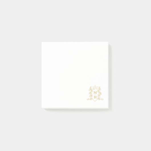 Monogramm Herzkronen Wappen Gold Gastgeschenk Hoch Post-it Klebezettel (Vorderseite)