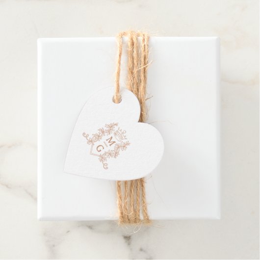 Monogramm Herzkronen Wappen Rose Goldhochzeit Geschenkanhänger (Beispiel)