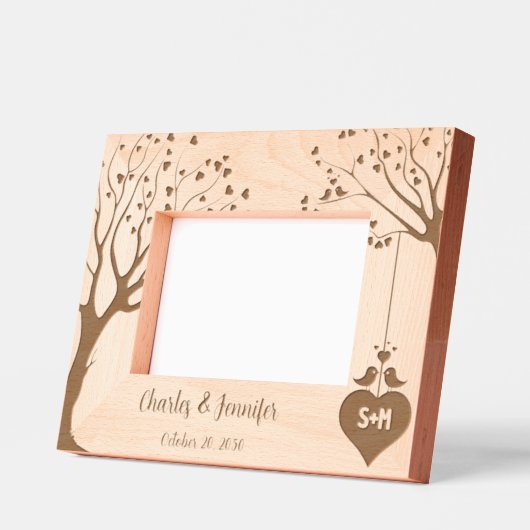 Monogramm Herznamen Kombination mit Liebe Tree Des Geätzte Rahmen (Links)