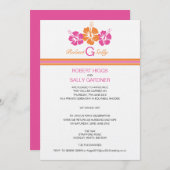 Monogramm-Hibiskus-Blumen-Hochzeit Einladung (Vorne/Hinten)