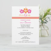 Monogramm-Hibiskus-Blumen-Hochzeit Einladung (Stehend Vorderseite)