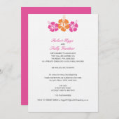 Monogramm-Hibiskus-Blumen-Hochzeit Einladung (Vorne/Hinten)