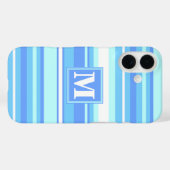 Monogramm Himmelsblau Streifen Case-Mate iPhone Hülle (Rückseite (Horizontal))