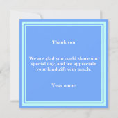 Monogramm Himmelsblau Streifen Dankeskarte (Rückseite)