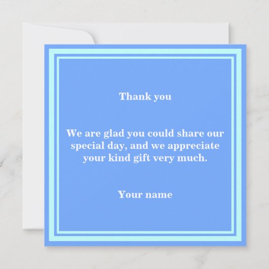 Monogramm Himmelsblau Streifen Dankeskarte (Rückseite)