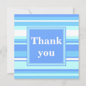 Monogramm Himmelsblau Streifen Dankeskarte (Vorderseite)