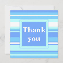 Monogramm Himmelsblau Streifen Dankeskarte